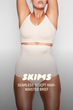 Shape your curves and feel supported in this stretchy shapewear high waisted brief with strong targeted compression at the tummy and waist, butt-shaping pockets, and a silicone interior underband that keeps it from rolling down. Hits right below the bust and features a wider crotch for added coverage and a cotton gusset. Fits true to size. | SKIMS High-Waisted Brief | Light Neutral | XS | Seamless Sculpt Stomach Control Shapewear, High Waisted Briefs, Shapewear, Lounge Wear, High Waisted, Packaging