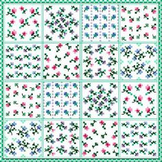 the pattern for this quilt has been made with different colors and designs, including flowers