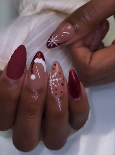 December Nails, Red Christmas Nails, Holiday Nail Designs, Christmas Nails Easy, Christmas Nails Acrylic, Thanksgiving Nails