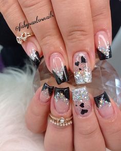 Neon Acrylic Nails, Nails Now, French Nail Designs, Black Nail Designs, Diy Nail Designs