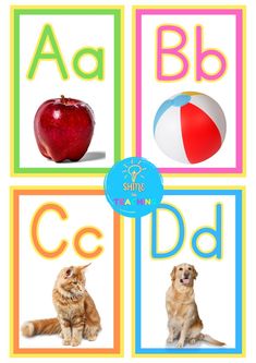 an image of alphabets with cats and dogs