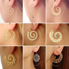 Trendy Gold Silver Color Round Spiral Earrings For Women Brinco Earings Oorbellen Hoop Earrings Alloy Pendientes EarringModel Number:32947217263