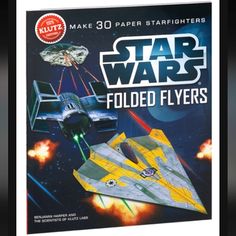 star wars folded flyers are shown in this box with an image of a fighter jet