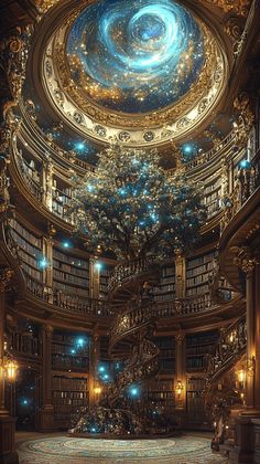 the interior of a large library with many bookshelves