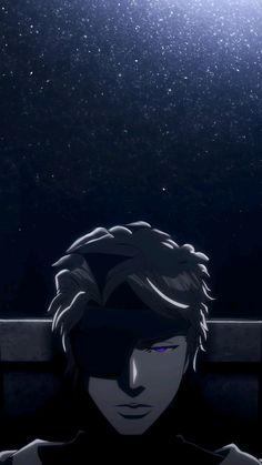 a man sitting on top of a bench under a sky filled with stars