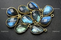 blue labradorite tears with gold plated setting