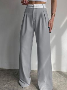 Highway Reverse Waistband Wide Leg Dress Pants Pants Tailoring, Aesthetic Bottoms, Celana Fashion, Trouser Outfits, Wide Leg Dress Pants, Stylish Pants, Fashionista Clothes, Suit Fabric, Straight Trousers