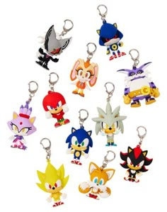 sonic the hedgehog keychain with many different colors