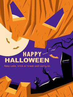 an image of a halloween poster with bats and pumpkins