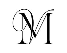 the letter m is made up of two letters, one in black and white with an elegant