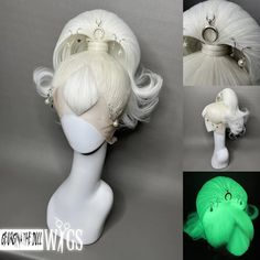 "🌙MIDNIGHT LUNA🌙 THIIS WHITE WIG FIBER DOES GLOW IN THE DARK BUT IS NOT UV ACTIVATED *This item is styled using a 13x3 lace front wig with a large 23\" stretch cap, a smaller cap size can be used upon request  *Will ship with a styrofoam wig head & package will be insured  *Turnaround/production timeframe is 2-3 months due to high demand *Custom color/style inquires must be approved prior to ordering, please email georginathedollwigs@gmail.com or message me privately on social media  🚨ALL SALES ARE FINAL🚨 No refunds, returns or exchanges due to resale/sanitary reasons, please read over my shop policies for more info  ✨PAYMENT PLAN AVAILABLE✨ Shop Pay Installments available for qualifying customers" White Wig, Drag Wigs, Wig Head, Wig Styling, Hair Sketch, Cool Makeup Looks, Custom Wigs, Anime Hair, Hair Reference