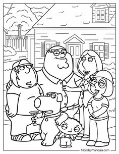 the family coloring pages for kids to color and play with their dog in the yard