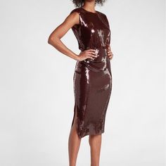 Nwt Stunning Sequin Dress, Perfect For A Holiday Party Or New Year’s Eve. Stretchy Bodycon Style Allows For Comfort And Flexible Sizing Glamorous Sheath Midi Dress With Sequins, Holiday Sleeveless Midi Dress, Sheath Midi Dress With Sequins For Party Season, Sequin Sheath Midi Dress For Party Season, Sleeveless Cocktail Midi Dress For Holiday, Sleeveless Midi Dress For Holiday Night Out, Chic Festive Midi-length Dress, Chic Festive Midi Dress, Sequin Knee-length Midi Dress For Date Night