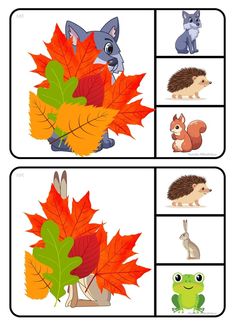 an image of fall leaves and animals in the same picture with words that read, i can