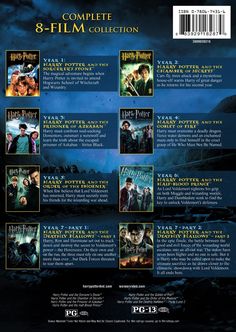 harry potter's movies collection dvd cover with all the characters and their name on it