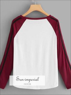 Female Color Matching Loose O-neck T-shirt Casual Fashion Shirt Outdoor Skateboard Long-sleeved SUN-IMPERIAL United States Crop Sweatshirt Hoodie, Imperial Fashion, Full Sleeve Tshirt, Fashion Design Collection, Tshirt Women, Crop Sweatshirt, Shirt Women, Sport T Shirt, Sports Shirts