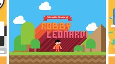 the title screen for an interactive game called rosy lemaky, which features a man standing in front of a farm