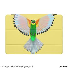 an ipad case with a colorful bird on it