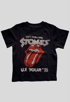 Must Have item for any Little Rocker! An officially licensed Tee featuring The Rolling Stones 'US Tour '78' design motif. Soft-style cotton toddler's tee featuring short sleeves and crew neck collar from 12 months through 5 years old. This high quality Tee is available in a black colourway. Black Kids, Kid Tees, Rolling Stones, Rocker, 12 Months, Shirts Tops, Kids Tshirts