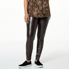 HUE Faux Leather Legging From vintage tees to chunky sweaters and stilettos to boots, you can pair almost anything with these faux leather leggings for a fresh, edgy update. Spring Brown Leggings For Night Out, Brown Faux Leather Leggings For Fall, Brown Leggings For Night Out In Spring, Brown Stretch Faux Leather Leggings, Fall Brown Faux Leather Leggings, Fall Faux Leather Brown Leggings, Brown Leather Leggings For Fall, Trendy Brown Leggings For Spring, Trendy Brown Leggings For Fall