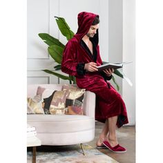 Men's Plush Robe with Slipper Set - BOSS - Men Bathrobe Collection - Lifetime Durable, Curated Hotel Spa Robe with Hood & Pockets - Anti-Slip Belt - Breathable Yet Warm - Won’t Pill, Tear or Darken Lotus Linen Size: XL/XXL, Color: Burgundy/Black | LOTUS LINEN Plush Hooded Robe - Long Fleece Spa Bathrobe red / blackPolyester / Cotton Blend in Burgundy / Black | XL / 2XL | Wayfair Winter Hooded Lounging Robe, Winter Black Robe For Loungewear, Black Winter Loungewear Robe, Robe With Hood, Plush Robe, Chilly Morning, Black Lotus, Fleece Robe, Lazy Weekend