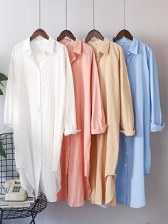 This Oversized Cotton Blouse Dress offers a relaxed and effortlessly chic look. Made with high-quality cotton, this dress provides both comfort and style. Its oversized design allows for a comfortable fit while also providing a sophisticated silhouette. Perfect for any occasion, this dress is a must-have for your wardrobe. - Color: Pink, White, Black, Blue, Brown, Green, Khaki- Style: Loose- Pattern Type: Solid- Sleeve Length: Long Sleeves- Neckline: V-neck- Length: Midi- Material: Cotton- Closu Shirt Dress Long Sleeve, Long Dresses For Women, Shirt Dress Long, Big Shirt, Bodycon Floral Dress, Linen Shirt Dress, Long Shirt Dress, Kimono Cardigan, Kimono Dress