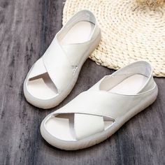 Summer Sandals, White / US 6 Casual Office Fashion, Smart Casual Wear, Ankle Strap Flats, Sandals White, Peep Toe Shoes, Peep Toe Sandals, Summer Sandals, Shoes With Jeans, Open Toe Sandals