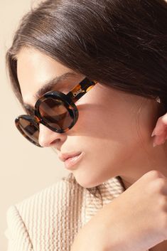 Chloe round sunglasses in havana tortoise. Acetate 100% UVA/UVB Protection 53-21-140mm Made in IT Havana, Tortoise, Round Sunglasses, Chloe, Sunglasses