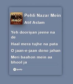 an image of some type of text on a blue background with the words'pehli nazr mein aff aslam '