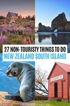 four pictures with the words 27 non - touristy things to do in new zealand south island