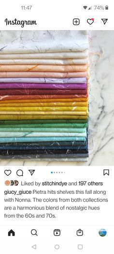 the instagram page on instagram shows an assortment of different colored papers in plastic bags