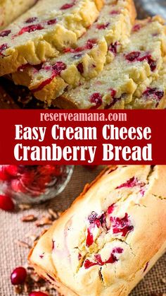 Easy Cream Cheese Cranberry Bread Cranberry Quick Bread, Cranberry Loaf, Cranberry Bread Recipes, Cream Cheese Bread, Cranberry Orange Bread, Holiday Bread, Cranberry Cream Cheese, Christmas Bread, Cranberry Bread