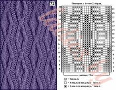 the knitting pattern is shown in purple and has two rows of stitches on each side