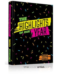 the highlights of our year book cover is black and has colorful sprinkles