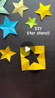 the diy star stencil is made from paper and has five different colors