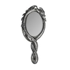 8.5 Dragon's Hand Mirror - Magick Magick.com Inner Darkness, Alternative Home Decor, Gothic Dragon, Alchemy Gothic, Handheld Mirror, Alternative Jewelry, Dragon Scale, Silver Dragon, Small Mirrors