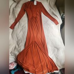 Studio Ss 2024 Gathered Bodycon Maxi Dress Burnt Orange Sz M, L Bnwt Elegant H&m Dresses For Fall, H&m Formal Dresses For Fall, H&m Bodycon Dress For Spring, Elegant H&m Fall Dress, Elegant Fall Dresses By H&m, H&m Formal Midi Length Dress, H&m V-neck Midi Dress For Fall, Fitted H&m Midi Dress For Evening, H&m Fitted Maxi Dress For Party