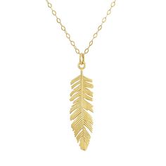 Finish off any ensemble in style with this Forever 14K gold feather pendant necklace. Finish off any ensemble in style with this Forever 14K gold feather pendant necklace. FEATURES Pendant size: 1.24 in. x 0.27 in. Chain length: 18 in. + 2-in. extender Chain type: cable Clasp: spring-ring Metal: 14k gold Finish: diamond-cut,Finish: textured Packaging: boxed Nickel free Size: One Size. Color: Yellow. Gender: female. Age Group: adult. Textured Packaging, Feather Pendant Necklace, Gold Feathers, Feather Pendant, Ring Metal, Diamond Cut, Metal Rings, Spring Rings, Chain Lengths