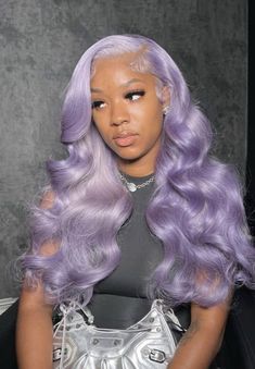 Light Purple Wig Black Women, Wig Grey, Loose Body Wave, Light Purple Hair, Lavender Hair, Glueless Wig