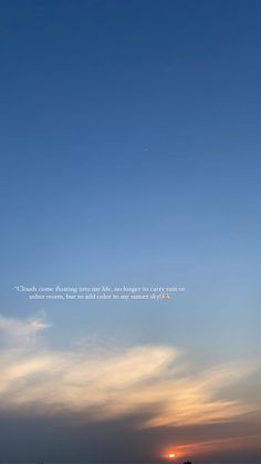 an airplane flying in the sky at sunset with a quote above it that reads,