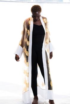 plus size sheer robe Elegant White Party Kimono, Elegant Sheer Party Kimono, Fitted Sheer White Robe, Elegant White Kaftan With Gold Embroidery, Elegant Gold Kimono, White Long Sleeve Evening Kimono, Elegant Gold Kimono For Party, White Sheer Summer Robe, Elegant Gold Kimono For Wedding