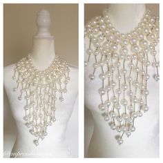 Pearls Galore Massive And Long Fashion Faux Pearl Statement Necklace Drapes On The Neck And Over Chest Area Soooo Glamorously!!Has Adjustable Lobster Claw Clasp For Closure. Measures About 20 Inches In The Last Loop. Gold Tone Rhinestone Rings Are Between The Pearls. Beautiful Accessory With A Solid Color Dress.Nwot Same Or Next Day Shipping Bundle 3 Or More Items For Discount And Free Shipping Thank You For Viewing My Listing White Bib Necklaces For Wedding, White Bib Necklace For Wedding, White Pearl Bib Necklaces For Party, White Pearl Bib Necklace For Party, Rhinestone Rings, Pearl Statement Necklace, Big Pearl, Rhinestone Ring, Solid Color Dress