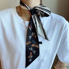 Bird In Bag - Double-sided pointed small floating ribbon women's silk scarf simulation silk twill dragonfly neck scarf Pin braided hair band Scarf Pin, Braided Hair, Twist Headband, Neck Scarf, Silk Twill, Bird In Bag, Neck Scarves, Olivia Mark, Scarf Shawl