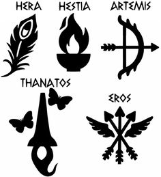 the symbols for different types of tattoos and their meaningss are shown in black on white