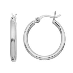 Showcase your timeless sense of style when you add these platinum over sterling silver hoop earrings to your look.EARRING DETAILS Length: .88 in. Backings: click-it Metal: platinum over sterling silver  Size: One Size. Color: Grey. Gender: female. Age Group: adult. Material: Platinum Over Silver. Timeless Small Hoop Sterling Silver Earrings, Classic Silver Hallmarked Huggie Earrings, Timeless Silver Small Hoop Jewelry, Nickel-free Classic Hoop Earrings For Formal Occasions, Classic Nickel-free Hoop Earrings For Formal Occasions, Classic Silver Small Hoop Earrings, Classic White Gold Hoop Earrings Gift, Classic Silver Huggie Hoop Earrings, White Gold Hoop Jewelry With Spring Ring Clasp