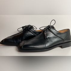 In Good Used Condition. They Are Unworn, But Have Several Flaws From Storage. Size 8 M. Elegant Cap Toe Loafers With Stitched Sole, Designer Pointed Toe Oxfords For Business, Elegant Calf Leather Moc Toe Oxfords, Designer Wingtip Loafers For Formal Occasions, Formal Oxfords With Almond Toe And Stitched Sole, Elegant Moc Toe Oxfords With Stitched Sole, Elegant Oxfords With Stitched Sole For Office, Elegant Moc Toe Lace-up Shoes With Stitched Sole, Leather Square Toe Dress Shoes