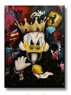 a painting of a clown with a crown on his head