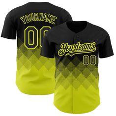 Custom Black Neon Yellow 3D Pattern Design Gradient Square Shapes Authentic Baseball Jersey Baseball Pattern, 3d Pattern Design, Baseball Jersey Men, Design Jersey, St. Patricks Day, Alpha Kappa Alpha, 3d Pattern, Black Neon, Sleeveless Crop Top