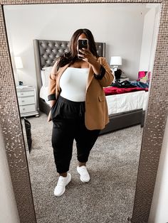 Plus Size Work Conference Outfit, Blazer And Joggers Outfit, Cute Outfits With Tennis Shoes, Shein Curve Outfit Ideas, Plus Size Work Outfits Business Casual, Plus Size Outfits For Summer, Mushroom Stone, Plus Size Business Attire, Job Aesthetic