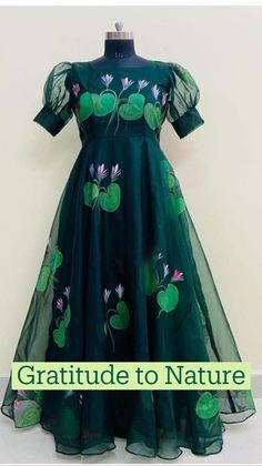 Floral Long Frocks, Organza Frocks, Dresses For Everyday, Georgette Gown